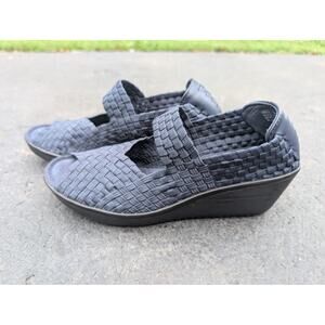 Bare Traps Woven Mary Jane Comfort Wedge Heel Sandals Shoes Womens‎ 7 Navy Umma